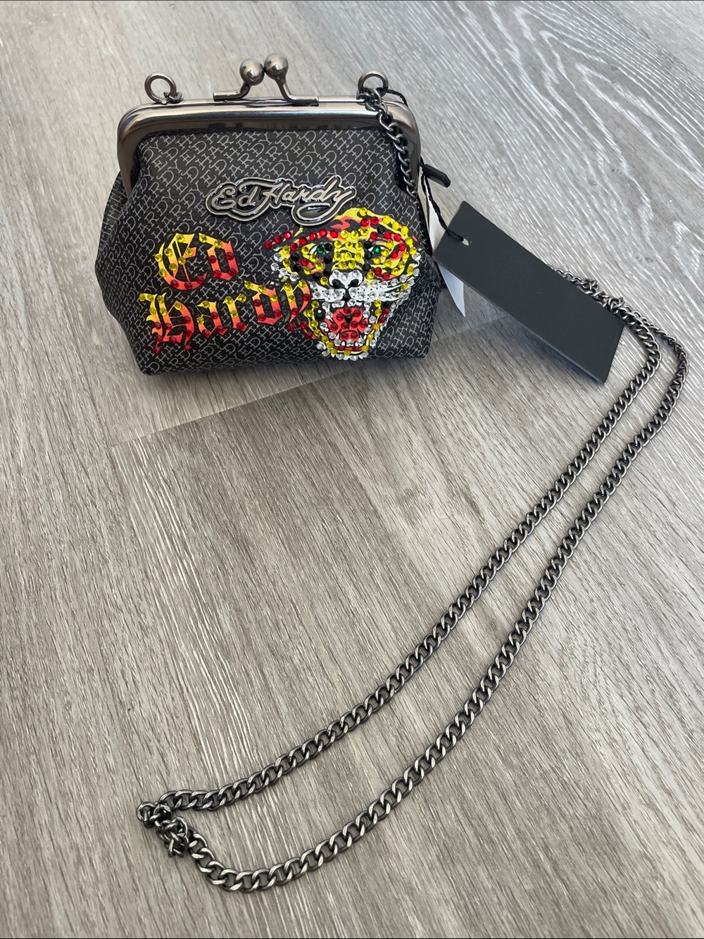Ed Hardy Micro Kiss lock Crossbody Bag